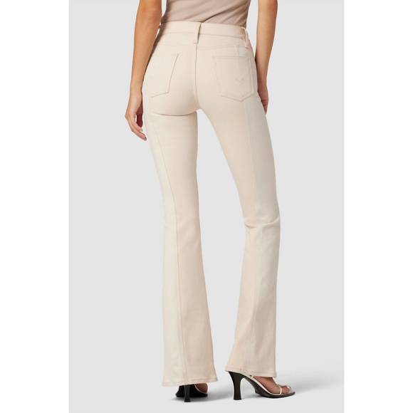 NEW HUDSON barbara high-rise bootcut slit hem jean in ecru colorblock - Picture 3 of 4